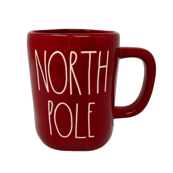Rae Dunn NORTH POLE Mug Red Ceramic LL Magenta Santa Christmas Holiday Cup Gift - Picture 1 of 10
